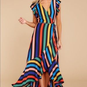 Red Dress Boutique Rainbow Stripe Hi-Lo Maxi Dress